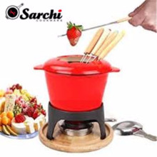 Sarchi 1.6-Quart Gusseisen Fleisch Fondue Set, 11-teilig, rot